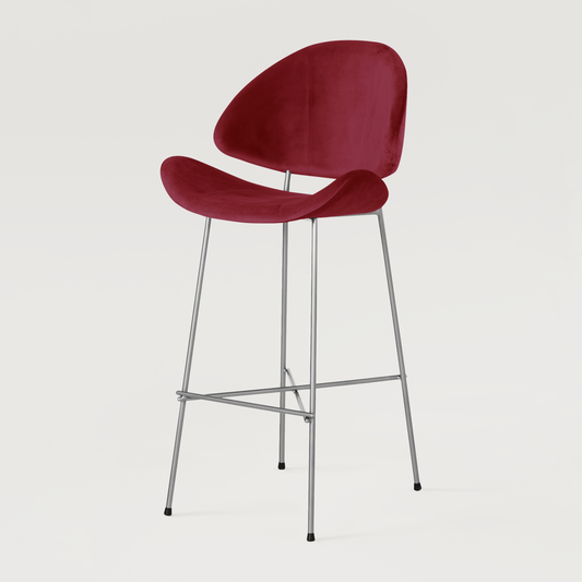 Bar stool Cheri Bar Velours Chrome High - Red